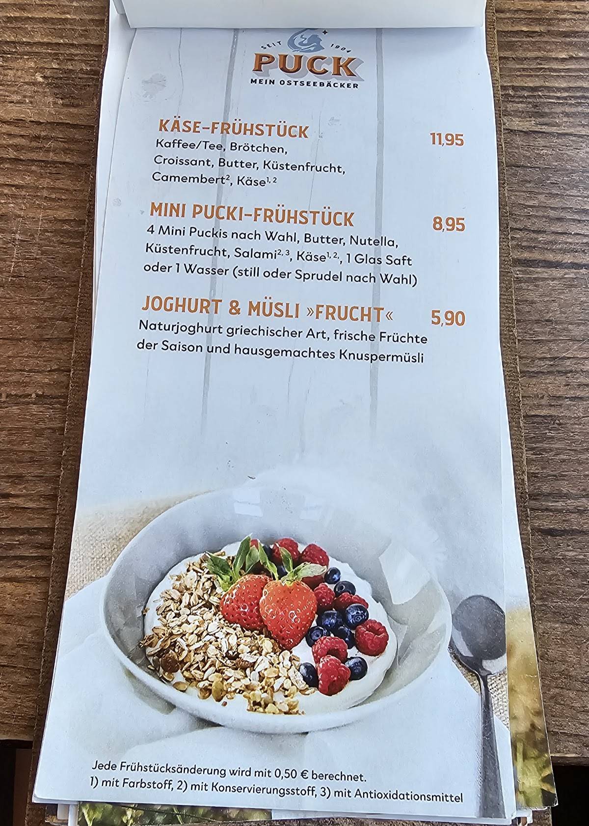 PUCK Mein Ostseebäcker меню