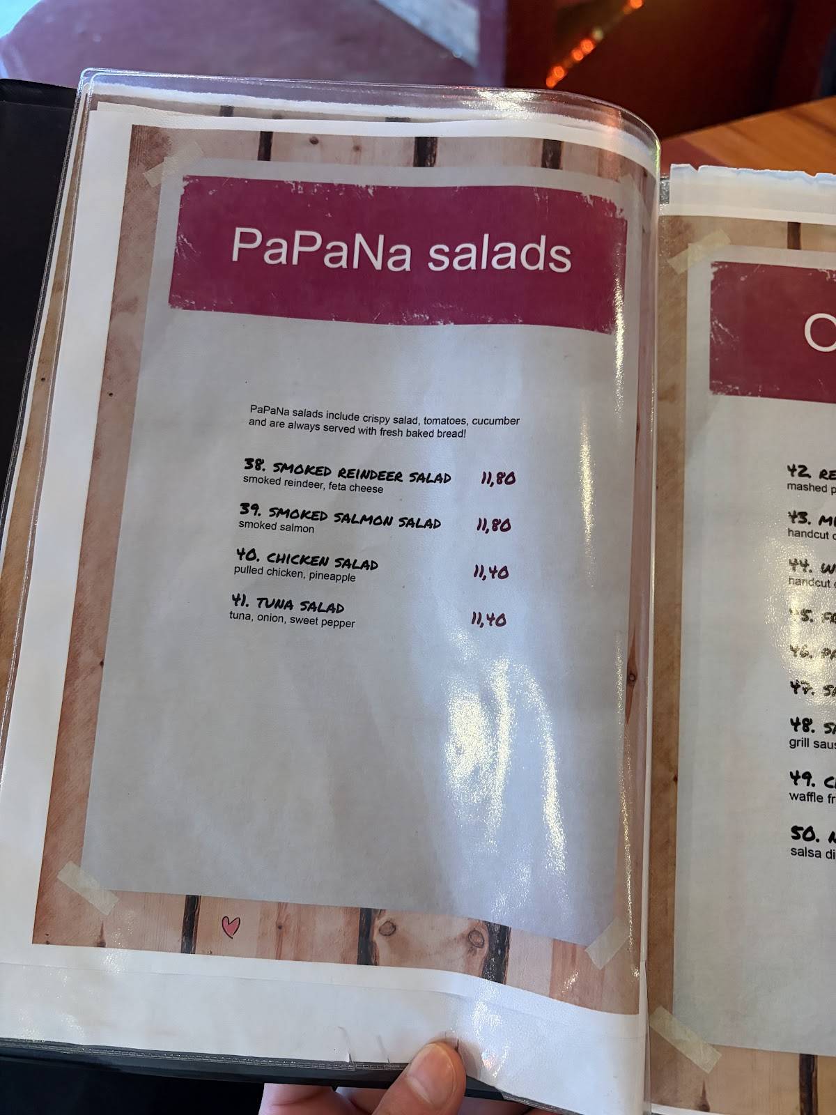 PaPaNa меню