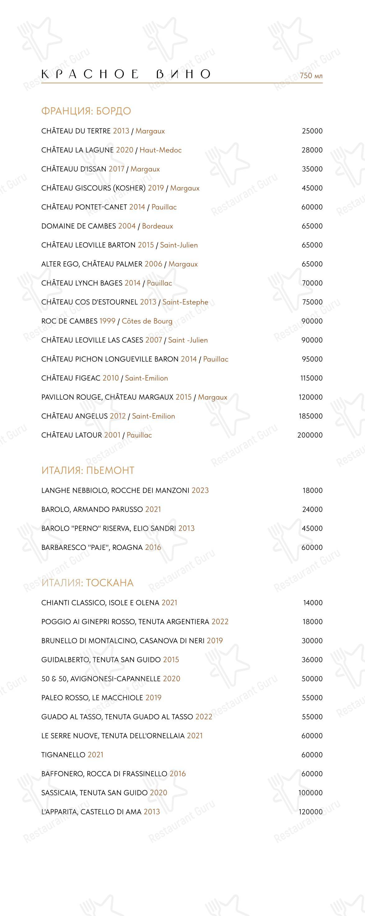 Меню ресторана Пафос - Lunch Menu