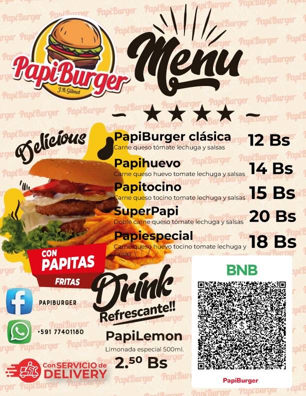 PapiBurger меню