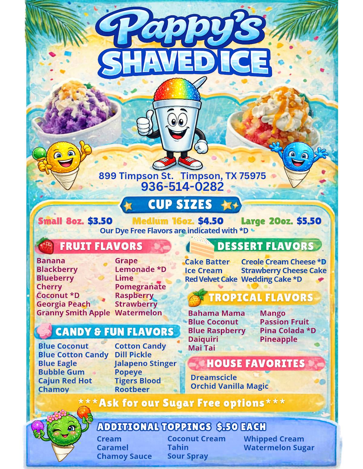 Pappy's Shaved Ice меню