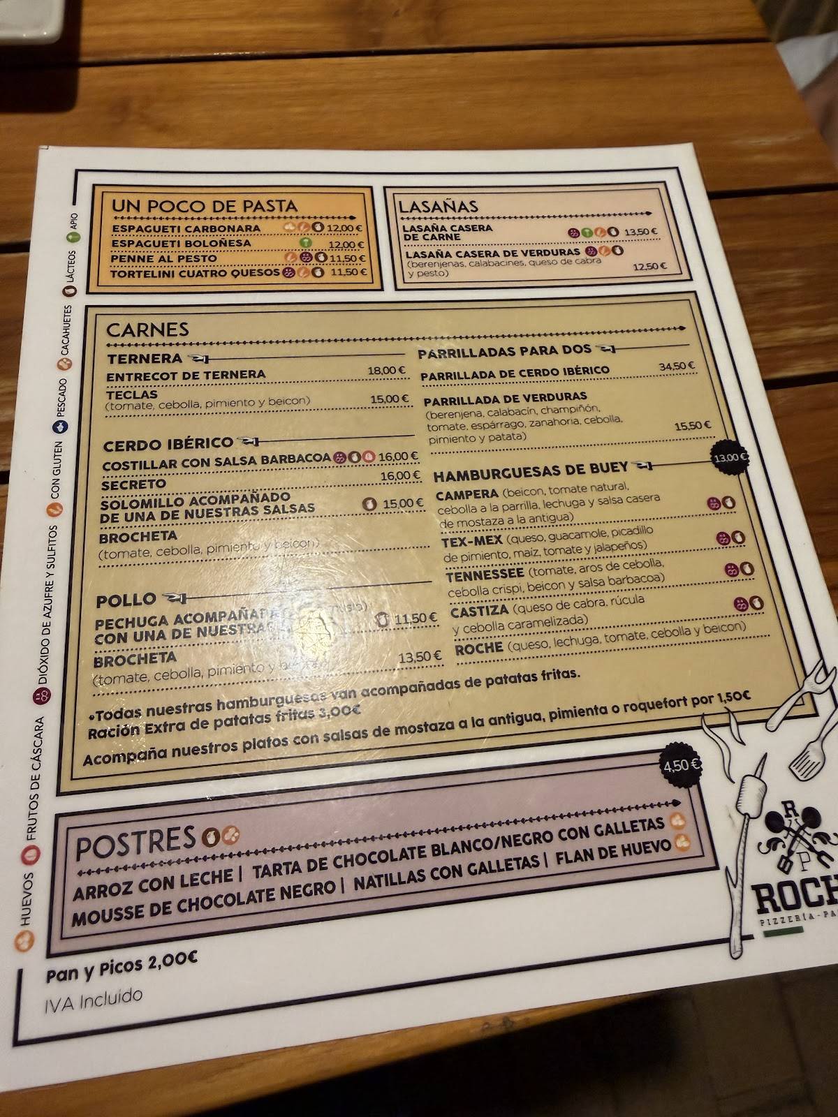 Parrilla/Pizzería Roche меню