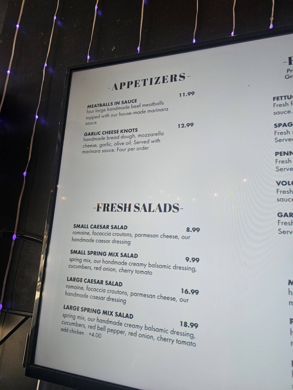 Pasta 209 меню