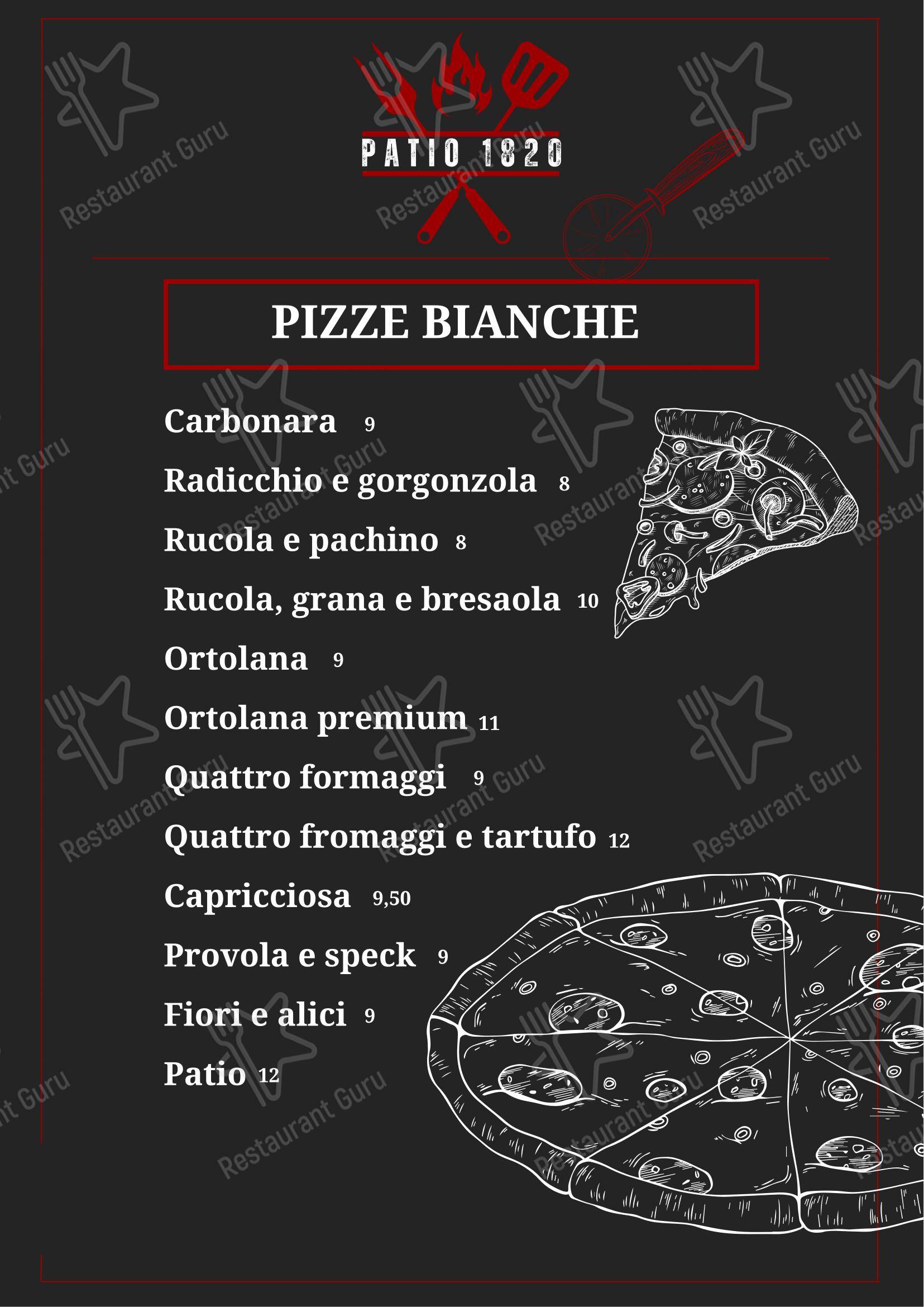 菜单 ресторана Patio Ristorante - Pizzeria - Carni selezionate