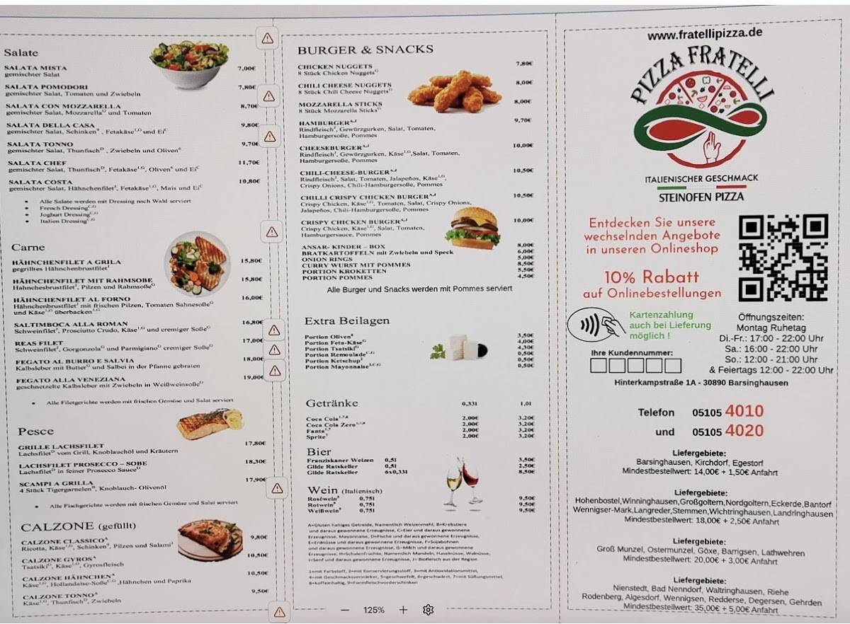 Pizza Fratelli меню