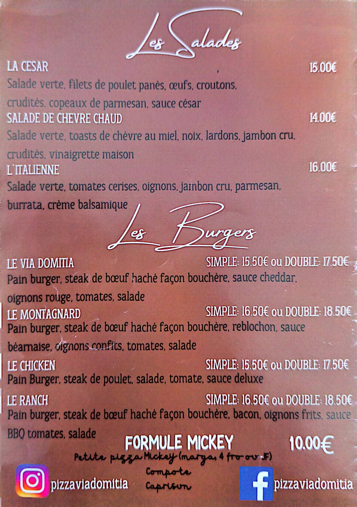 Pizza VIA DOMITIA меню
