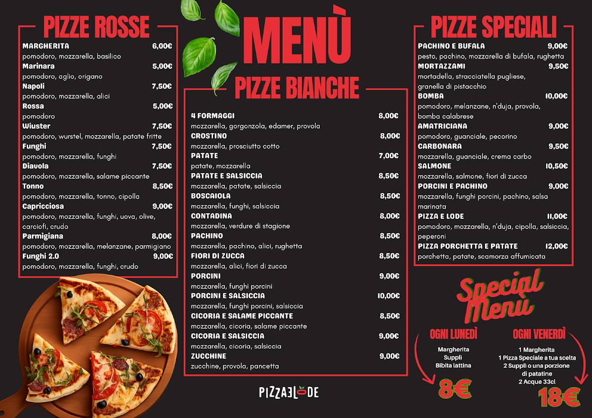 Pizza e lode меню