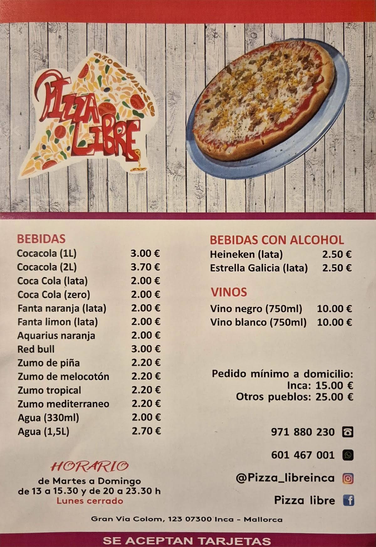 Pizzalibre меню