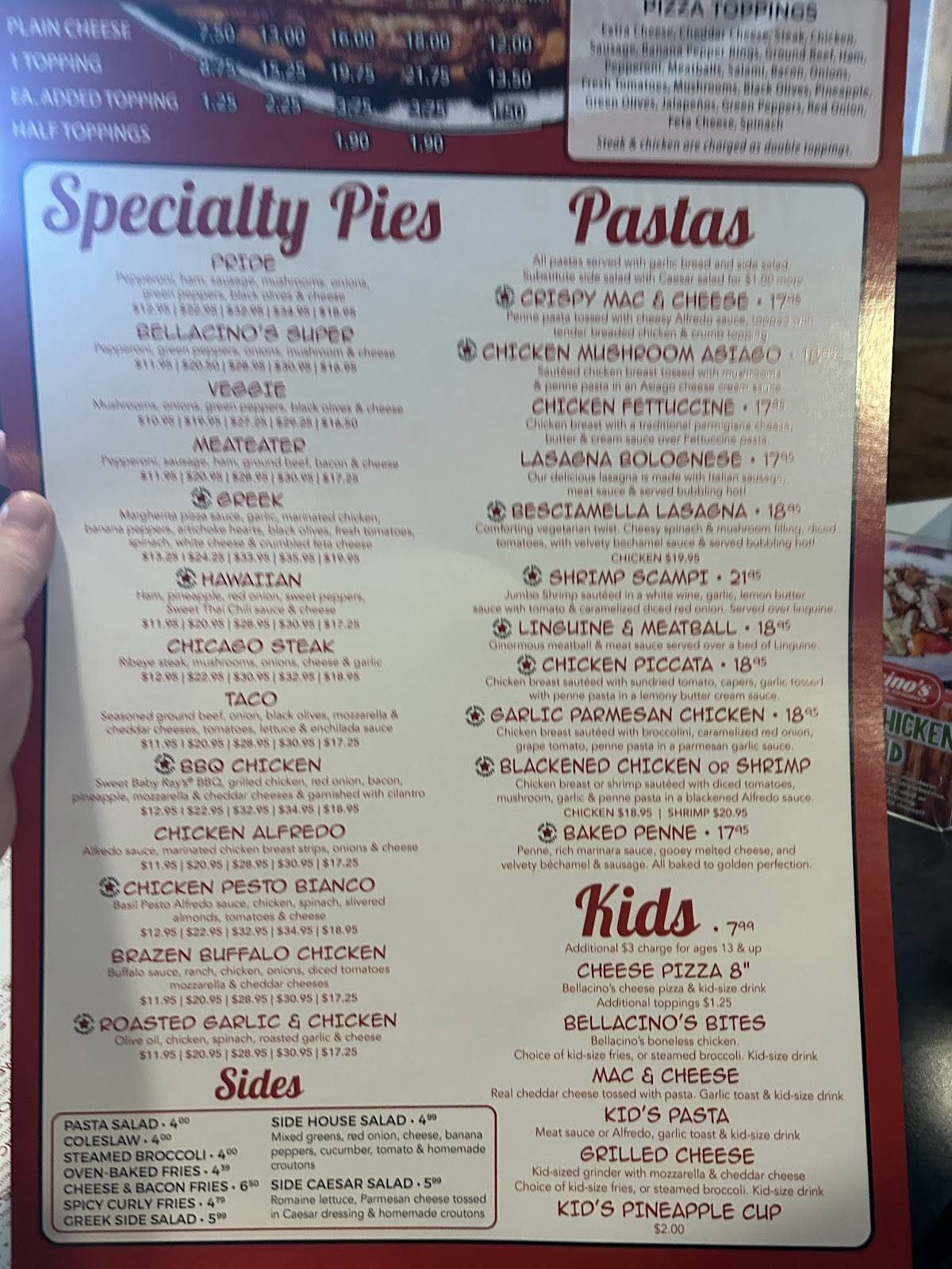 Bellacino's Pizza & Grinders меню