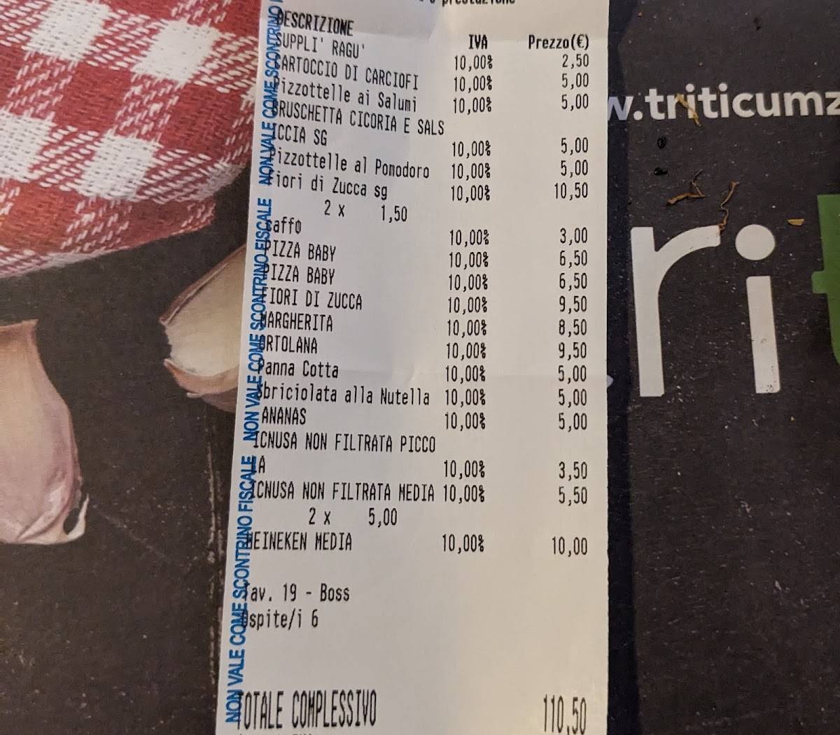 Pizzeria Bisteccheria Triticum меню