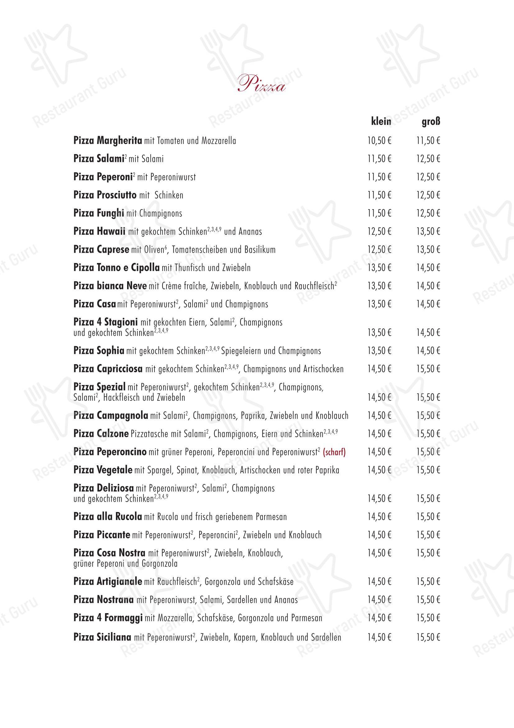Меню пиццерии Pizzeria Da Massimo