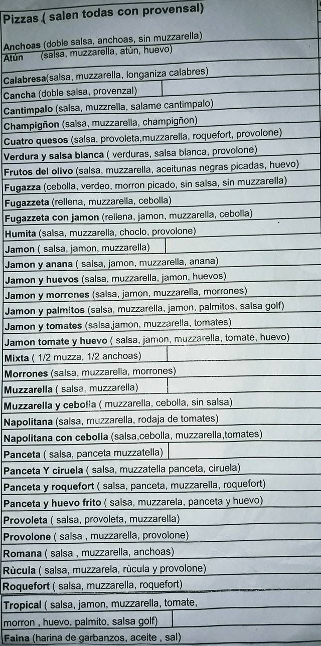 Don Calixto меню