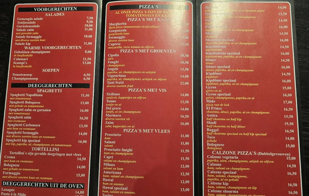 Pizzeria Grillroom Mido меню