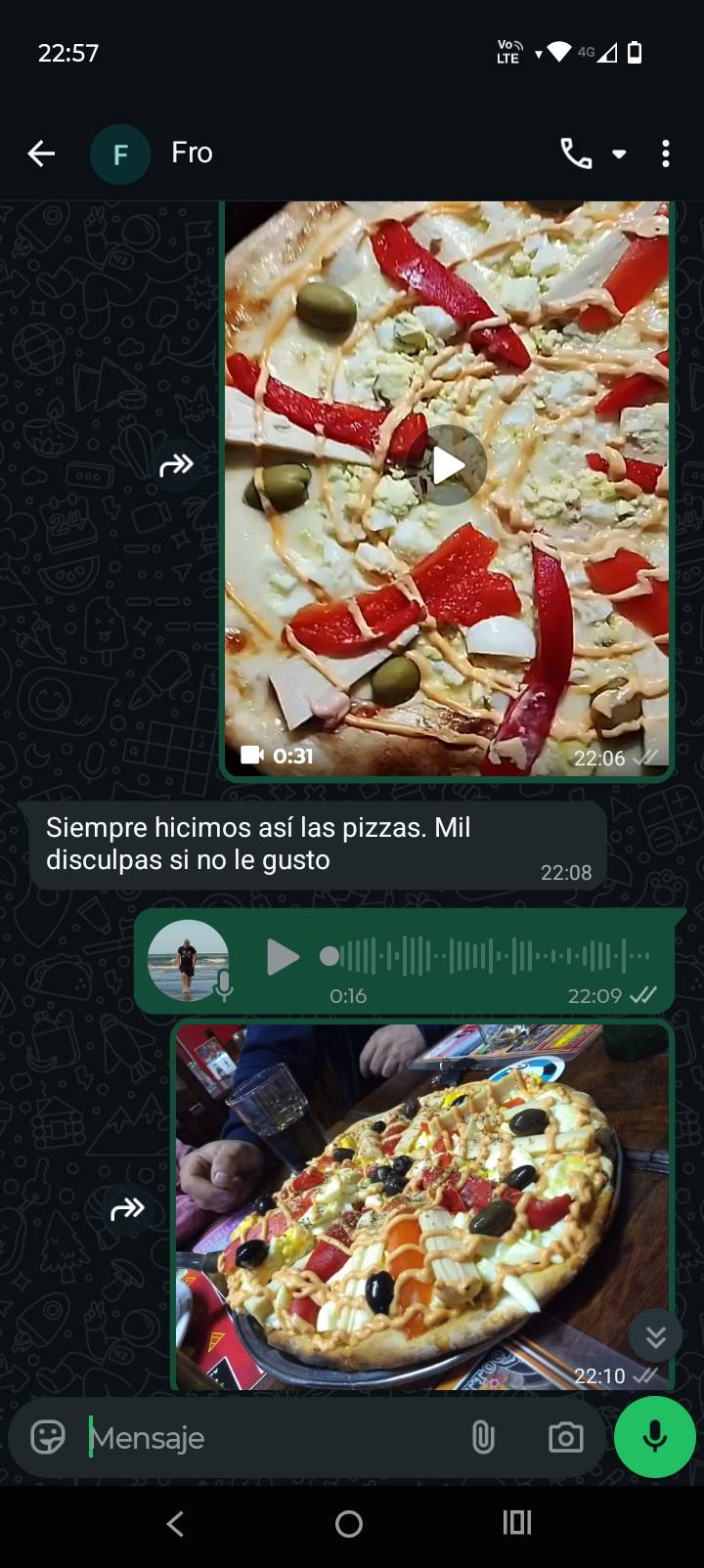 Pizzería La Fronte меню