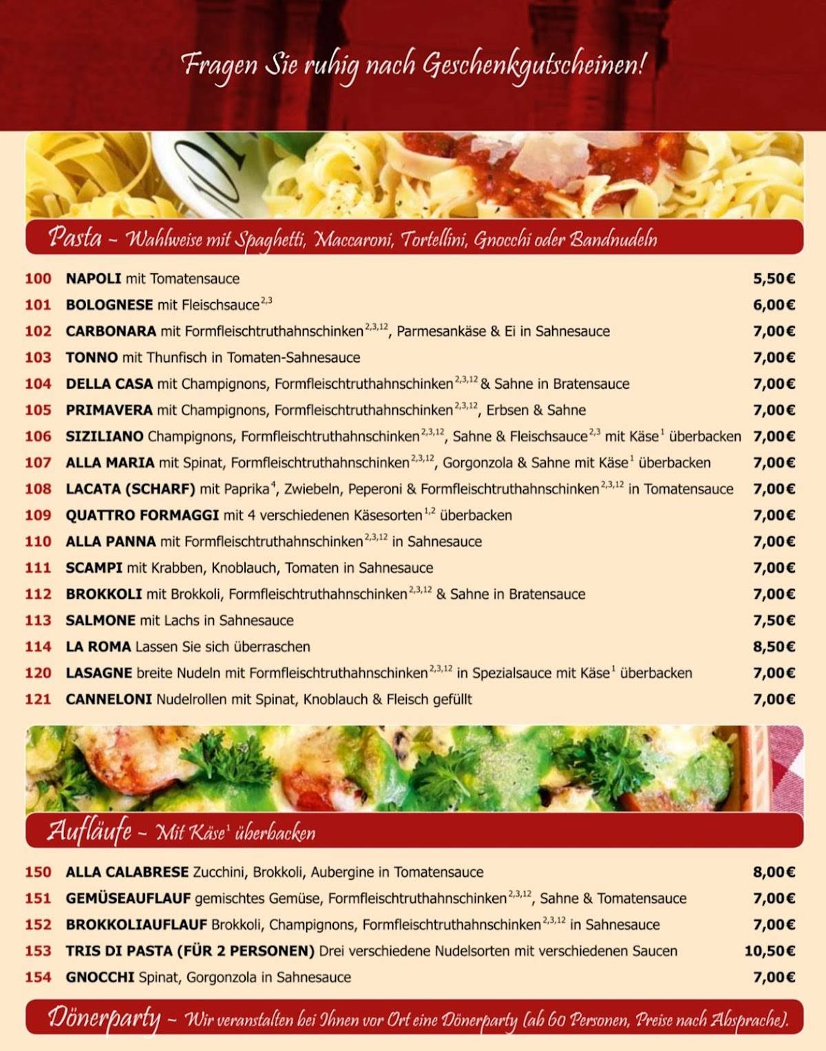 La Roma меню