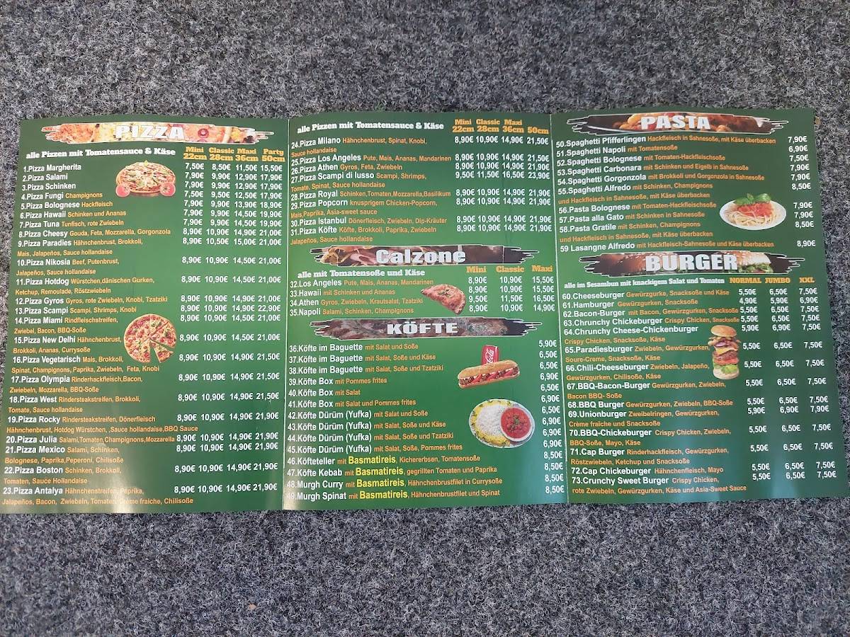Pizzeria Paradies меню