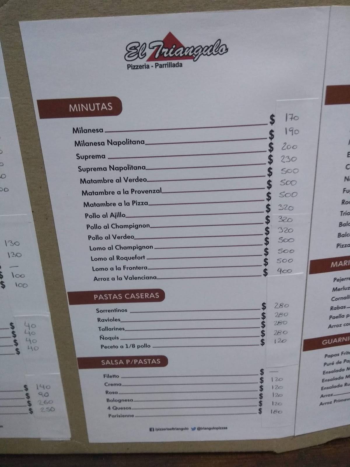 Pizzeria-Parrillada El Triángulo меню