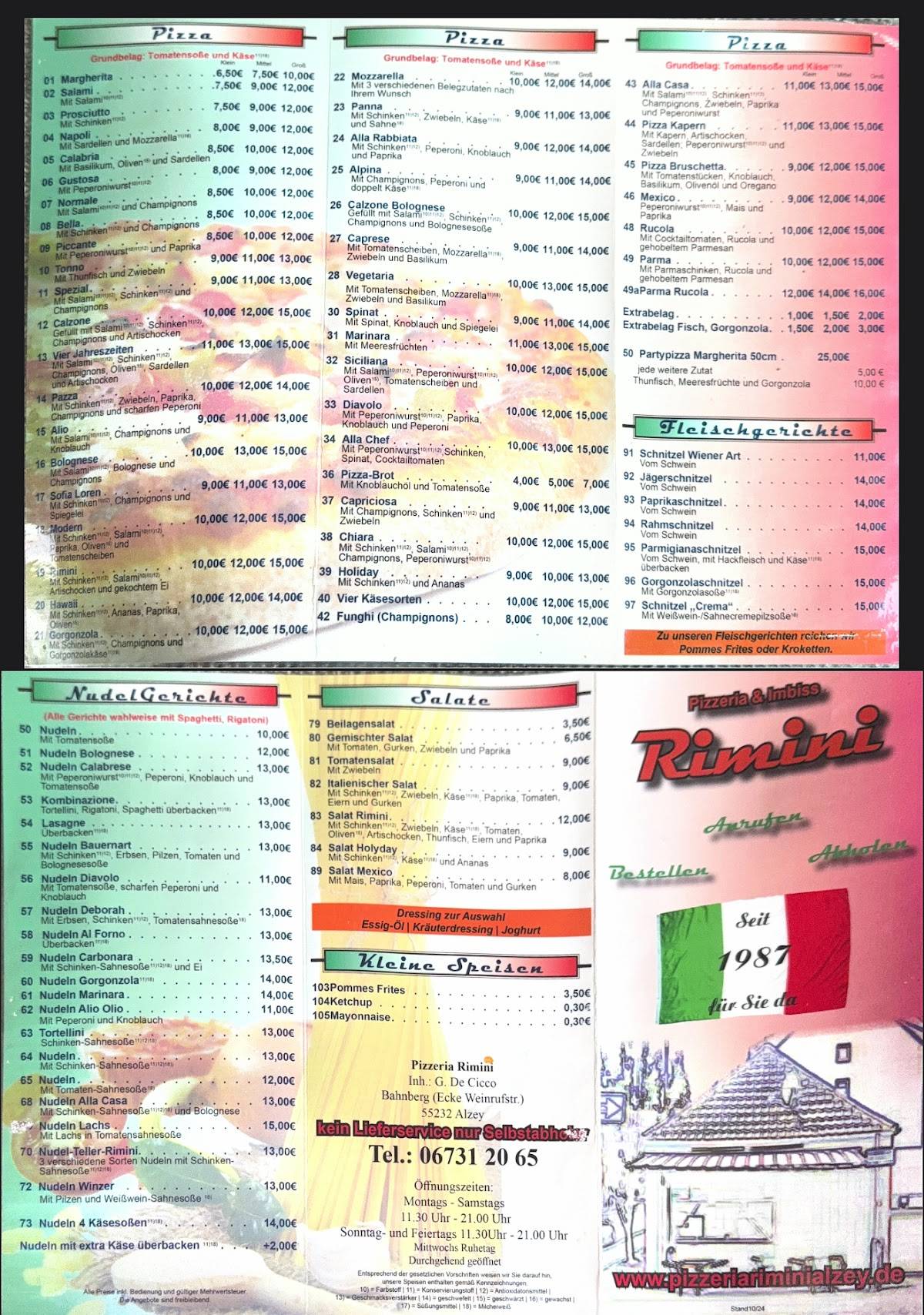 Pizzeria Rimini меню