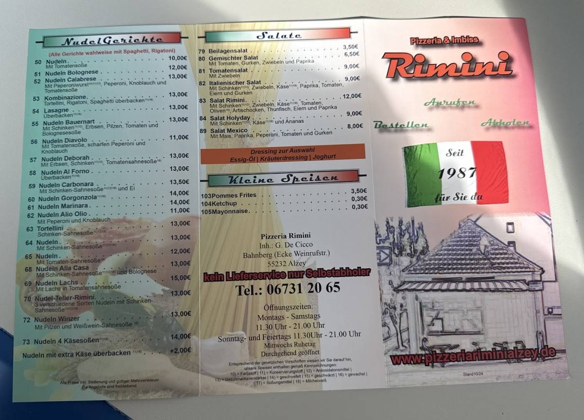 Pizzeria Rimini меню