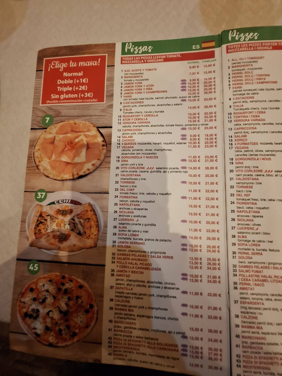 Pizzeria Ristorante Marechiaro меню