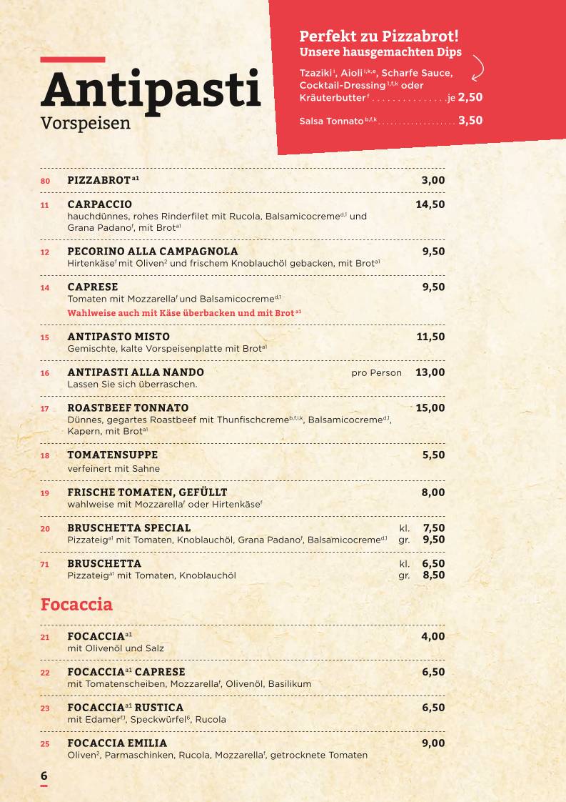 Pizzeria Spizzico меню