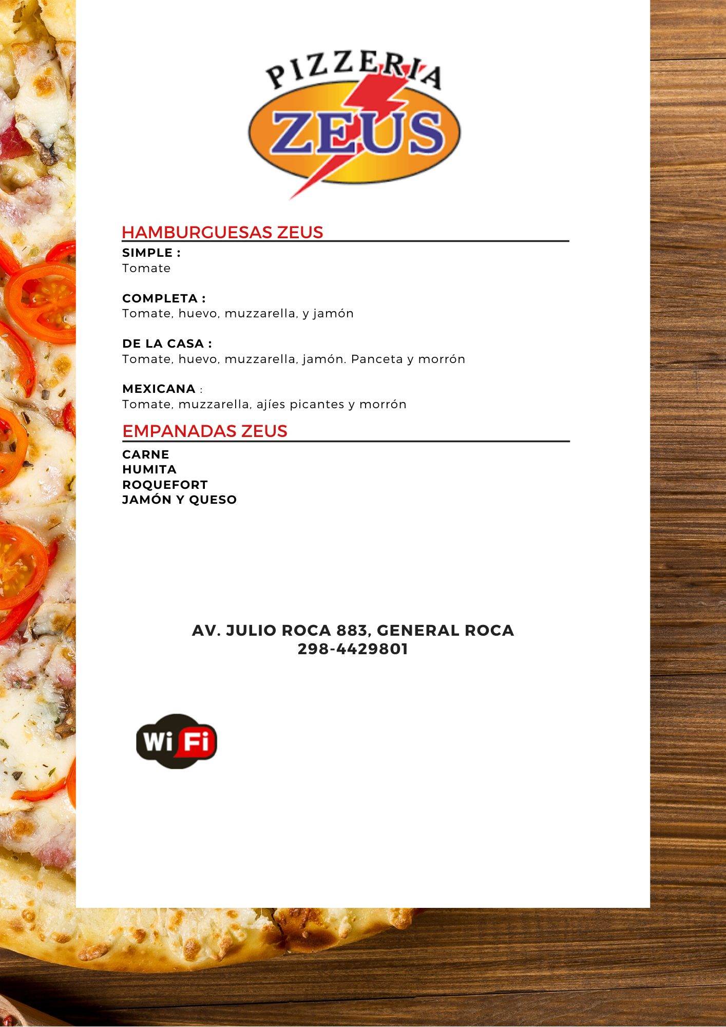 Zeus Pizzeria меню