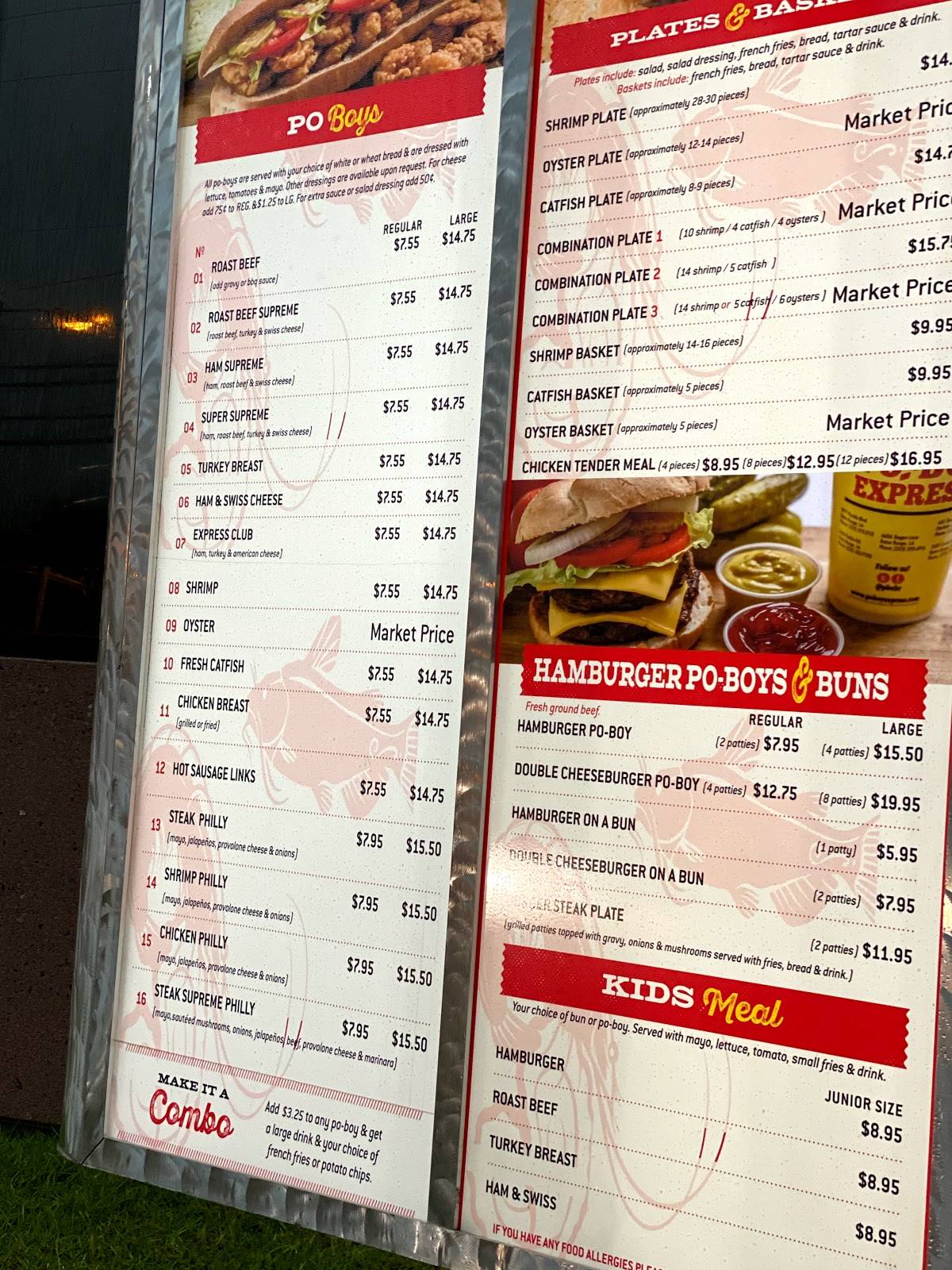 Po-Boy Express меню