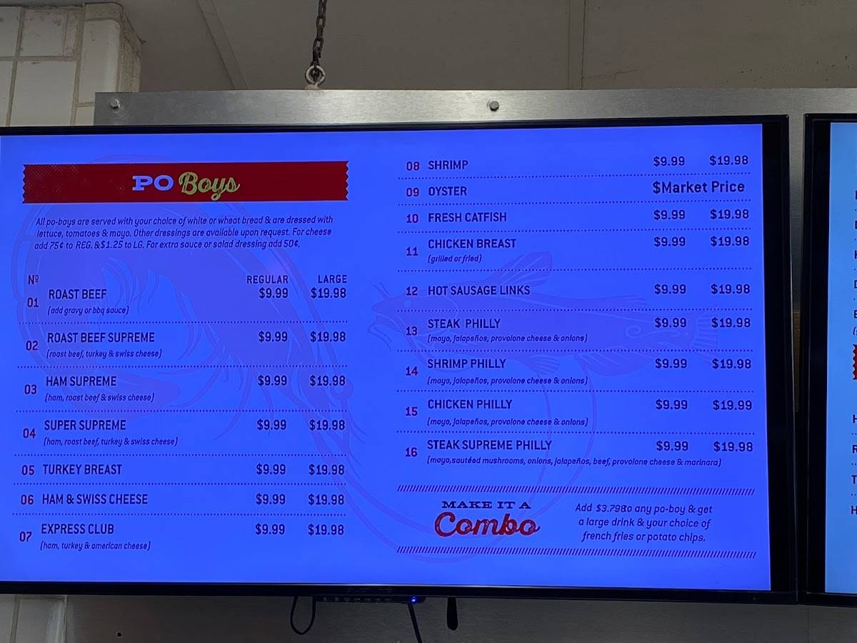 Po-Boy Express меню