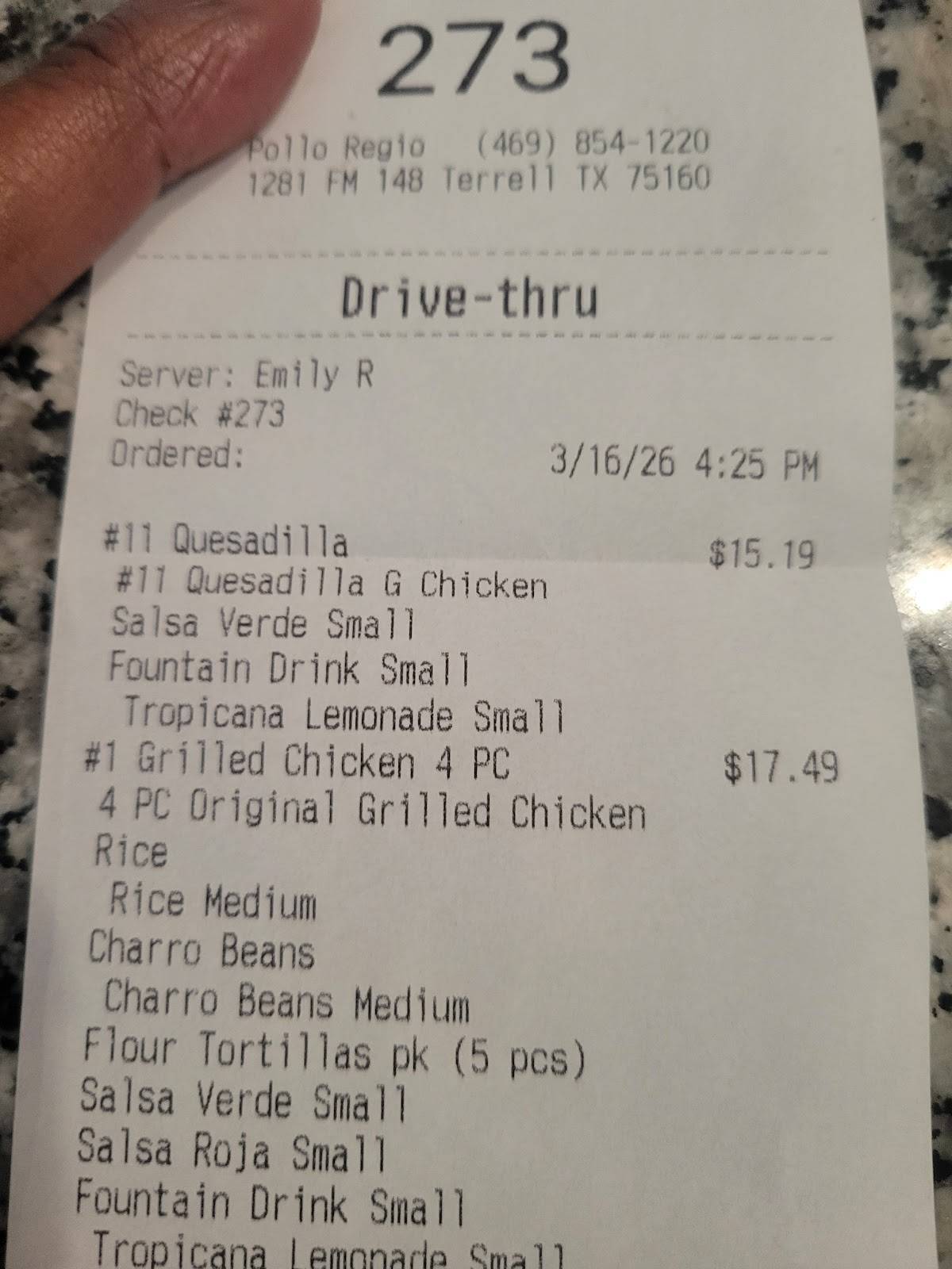 Pollo Regio меню