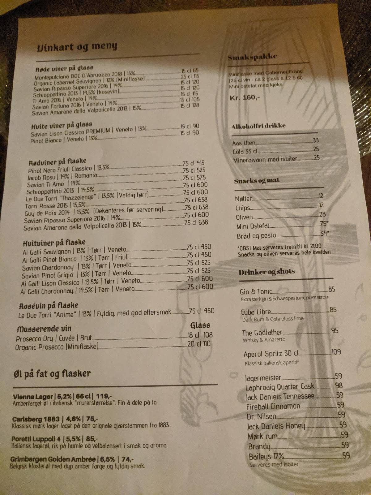 Pop Inn Nabolagsbar меню
