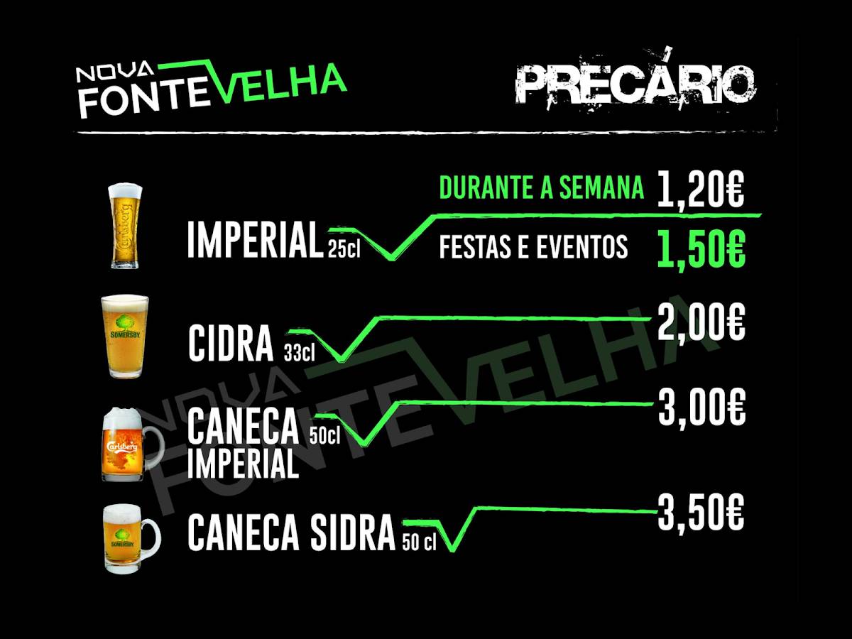Fonte Velha меню