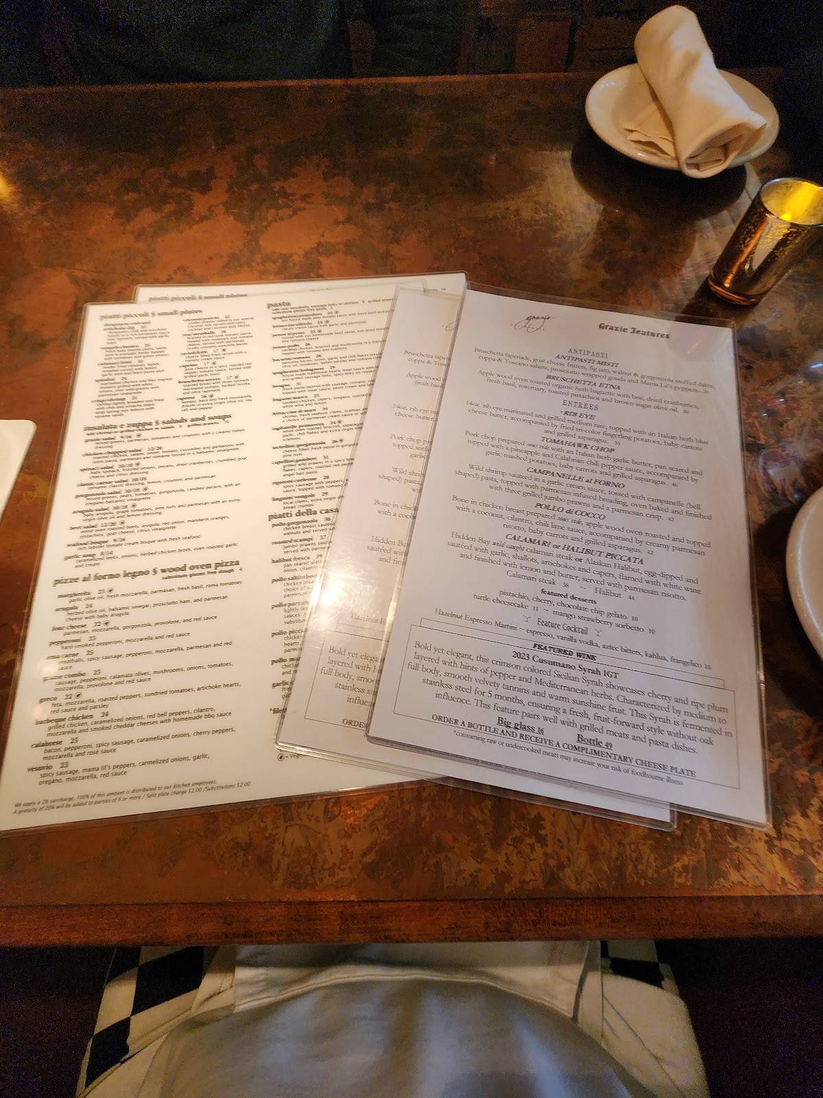Grazie Ristorante Italiano меню