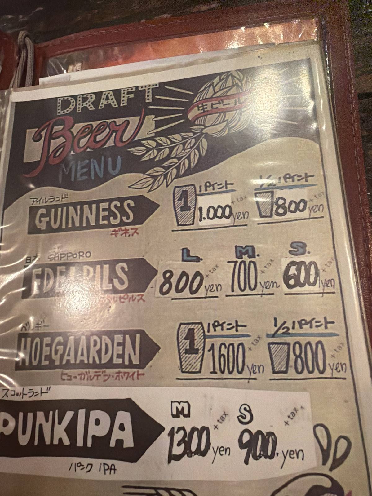Irish pub sheep’s меню