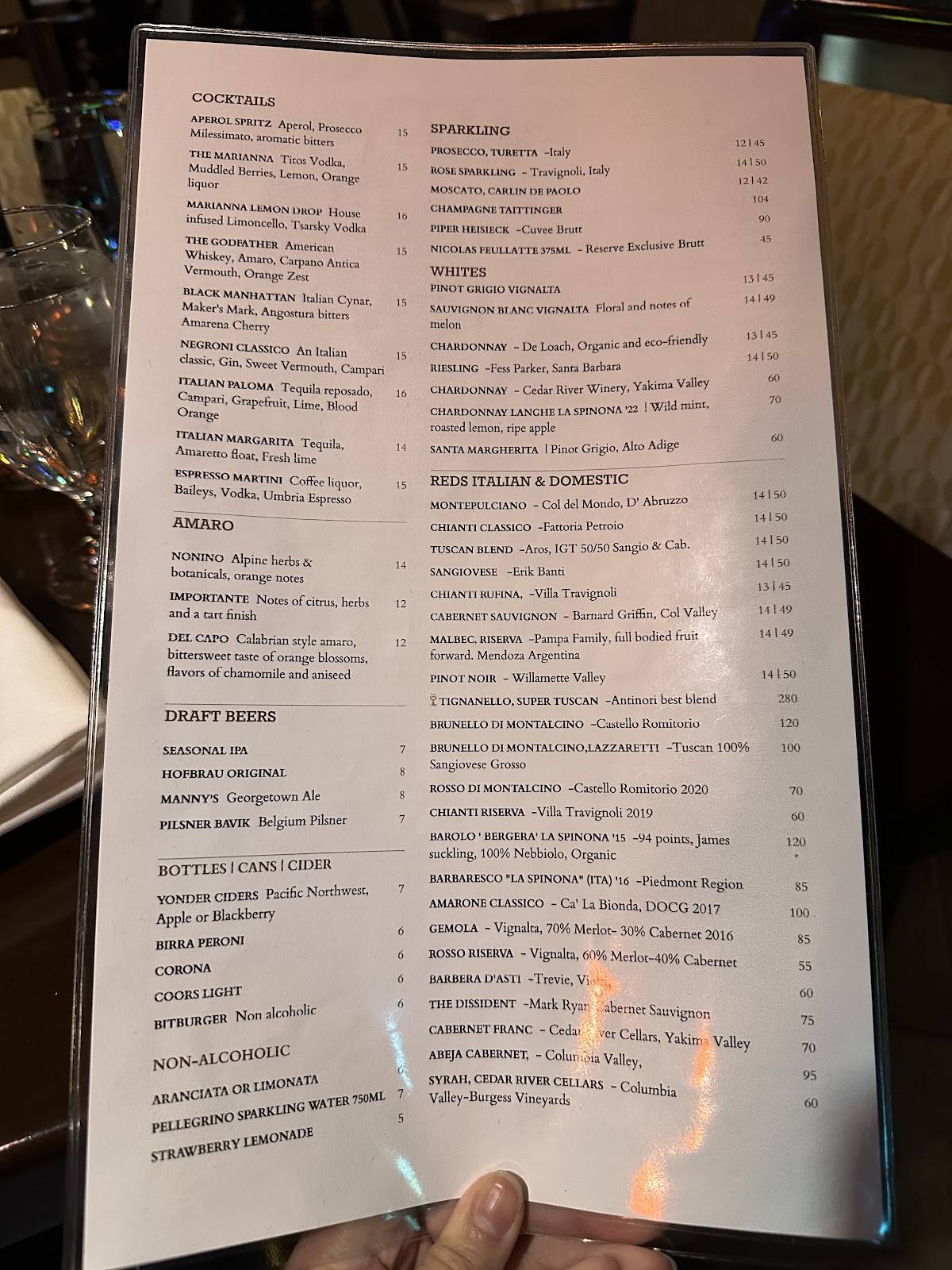 Marianna Ristorante меню