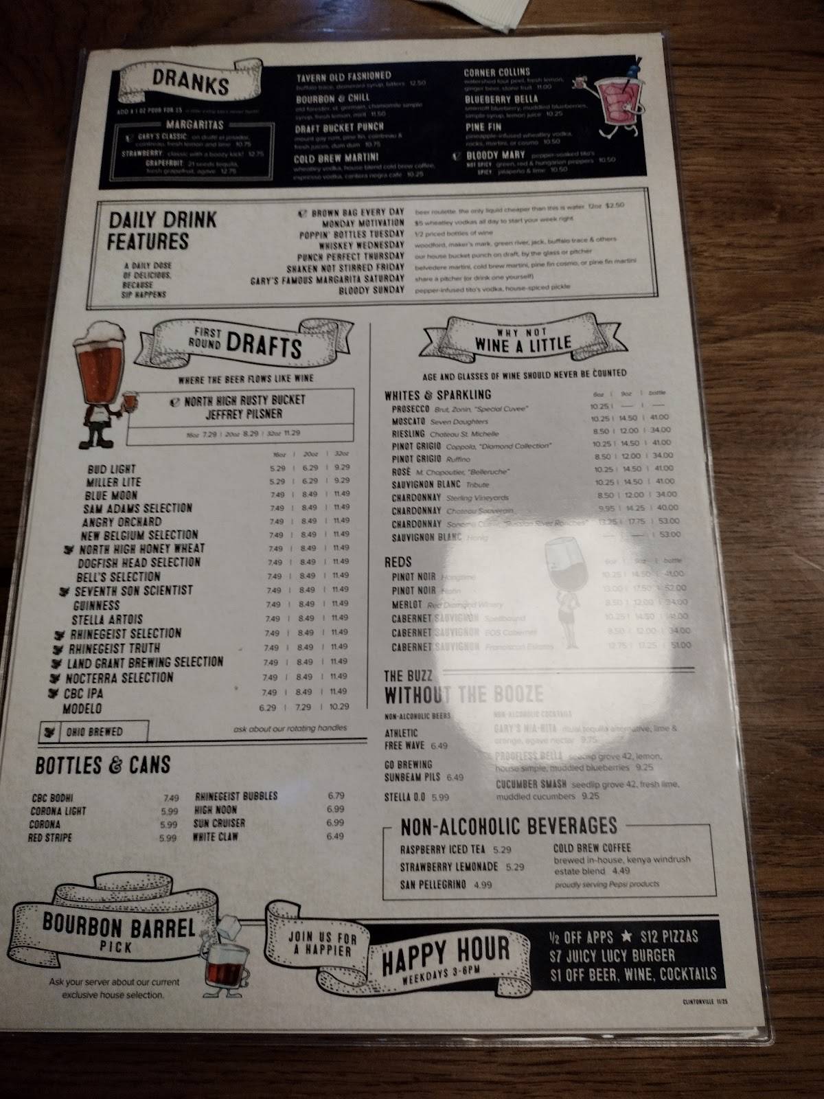 Rusty Bucket Restaurant and Tavern меню