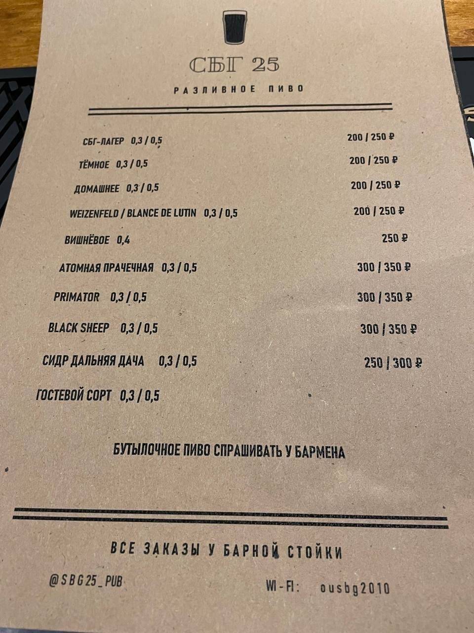 Сбг-25 меню