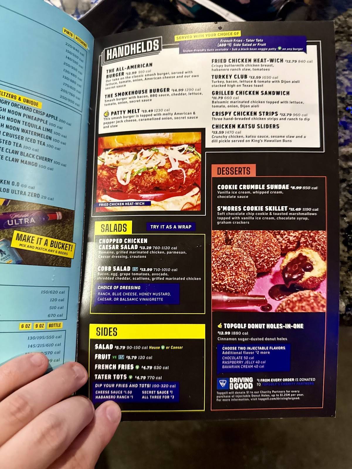 Topgolf Webster меню