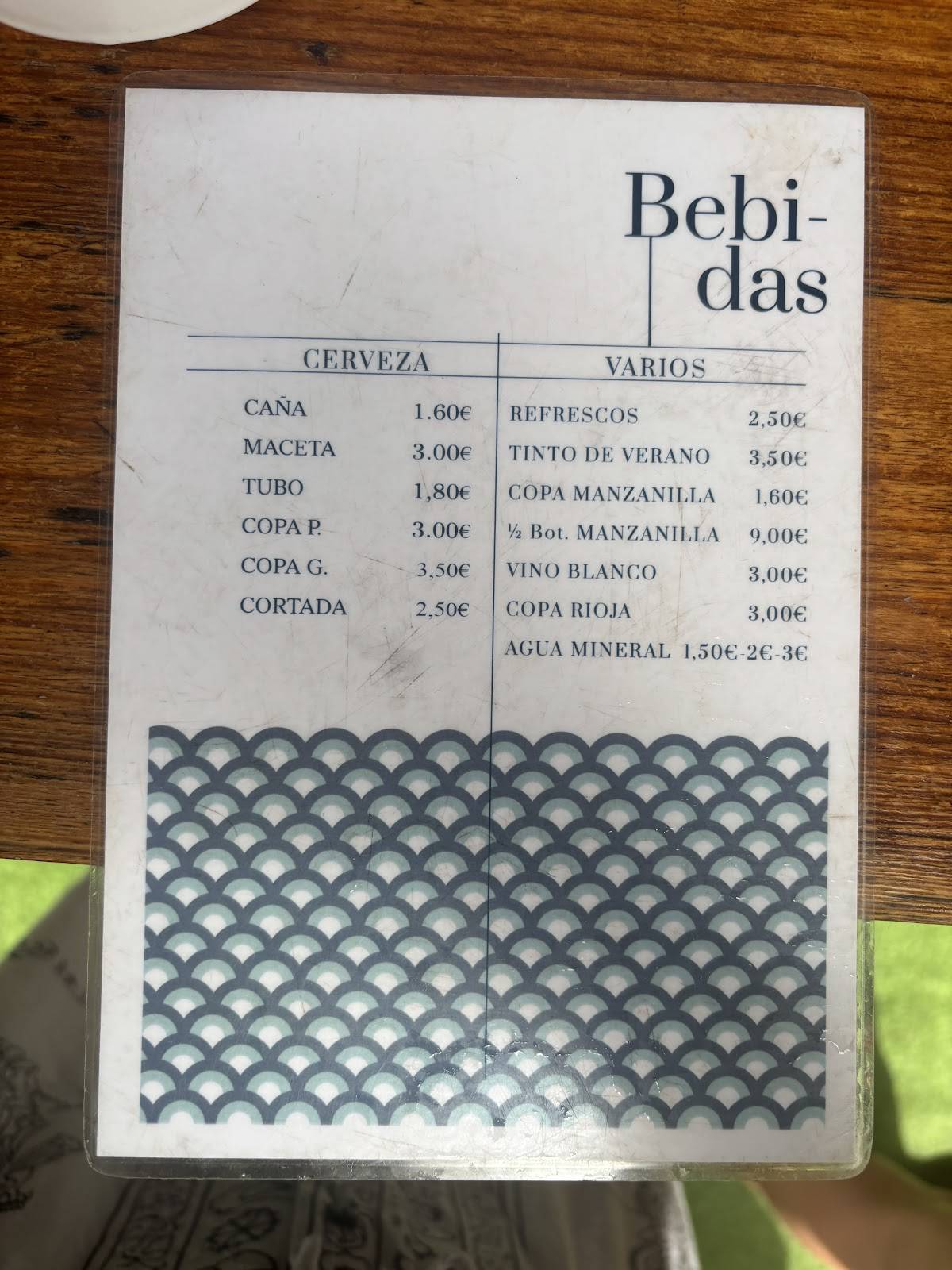 RESTAURANTE EL FARO меню