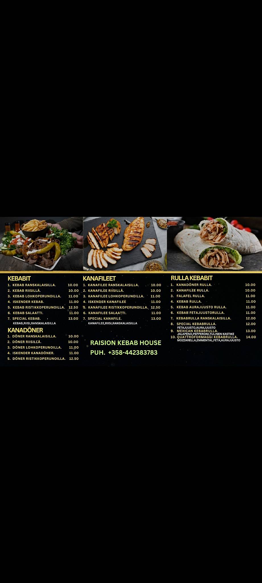 Raision Kebab House меню