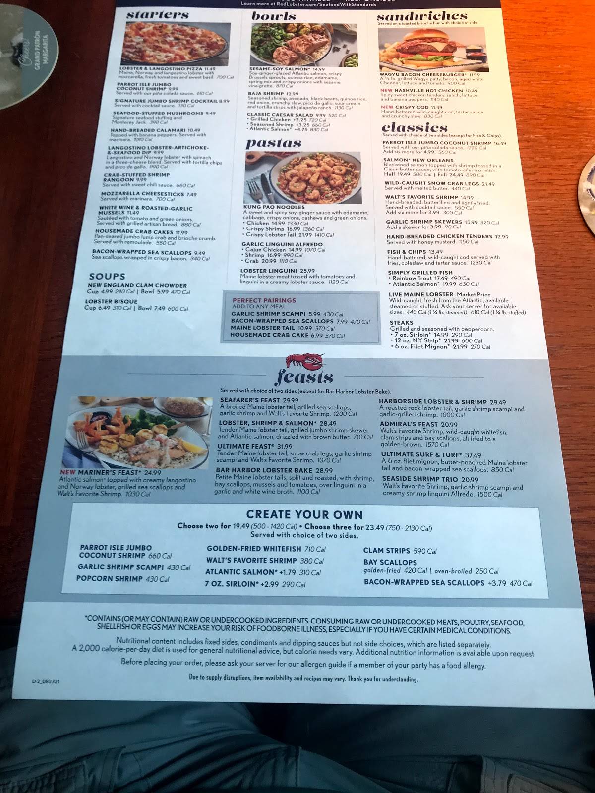 Red Lobster меню