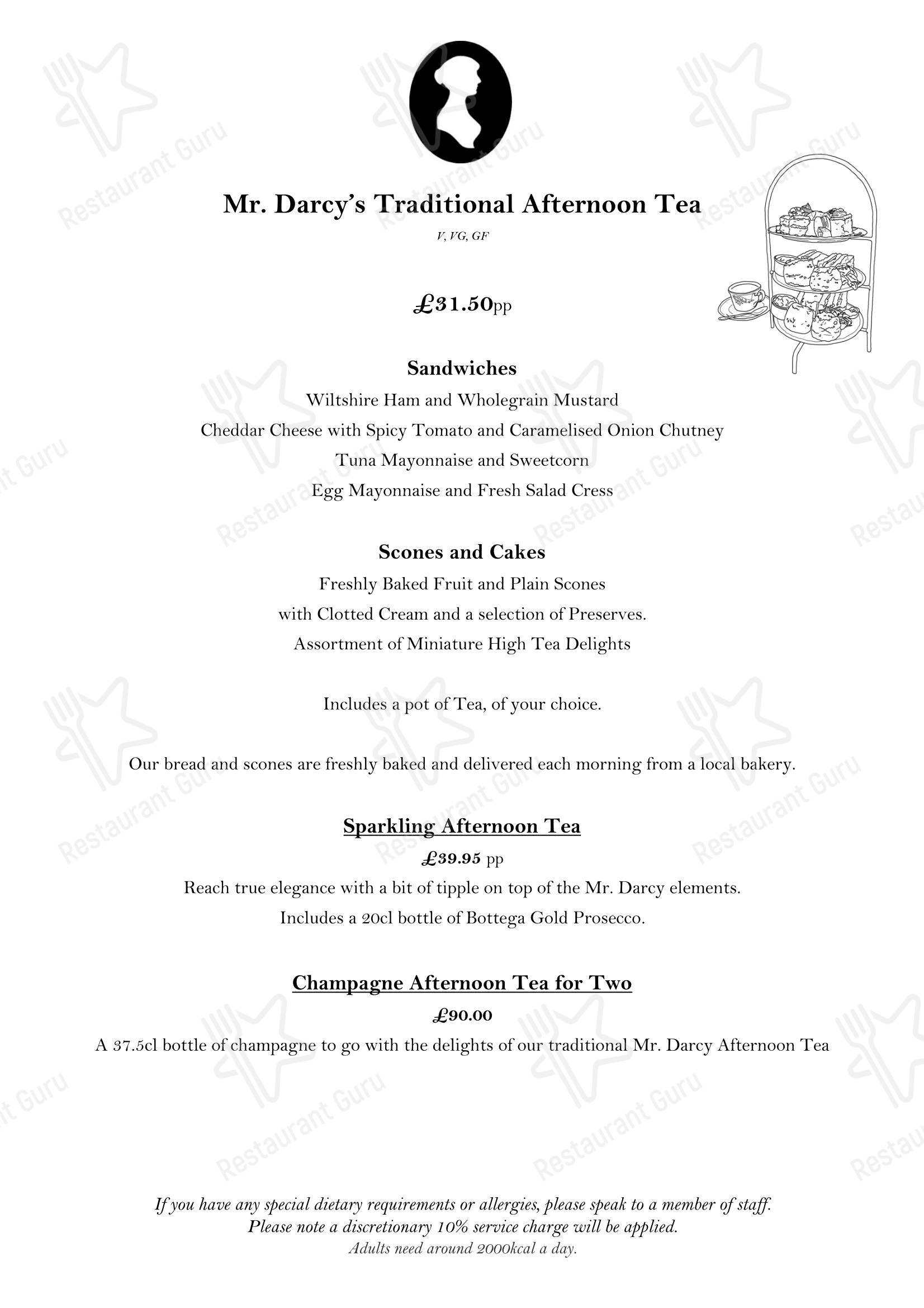Меню кафе Regency Tea Room в Бате