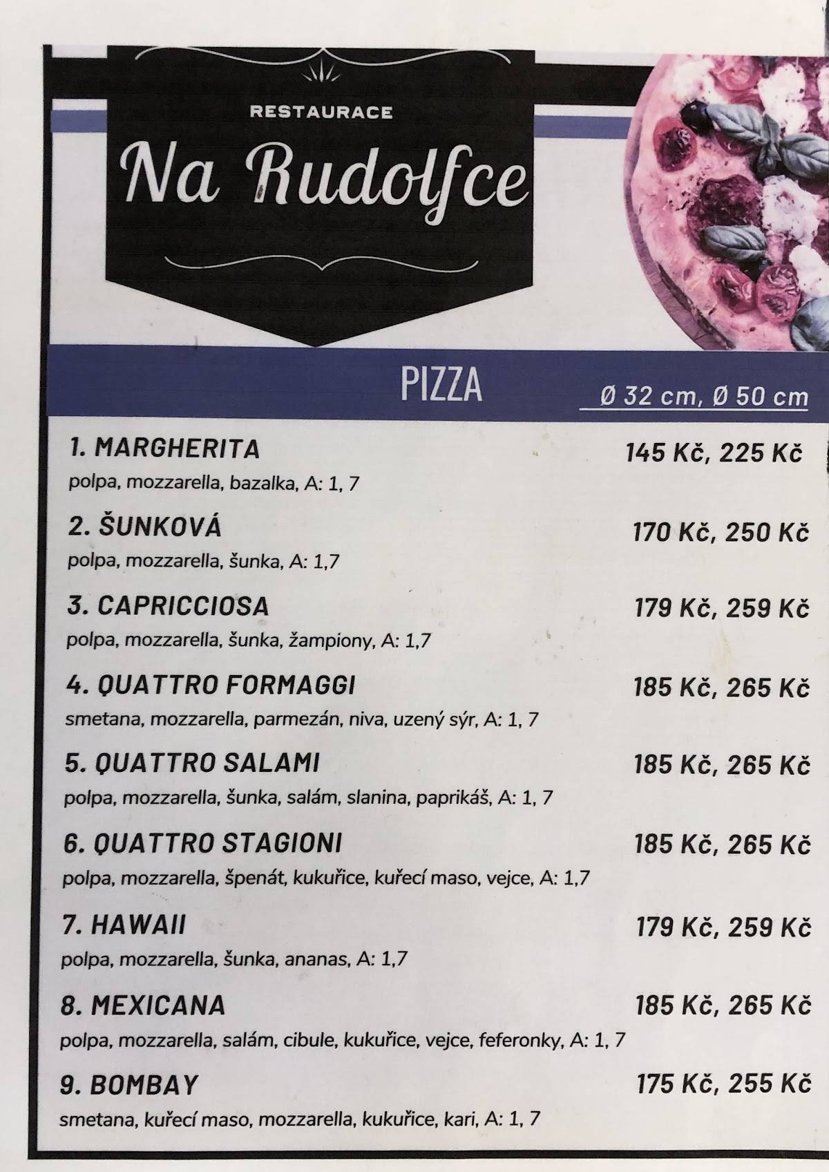 Restaurace Na Rudolfce меню