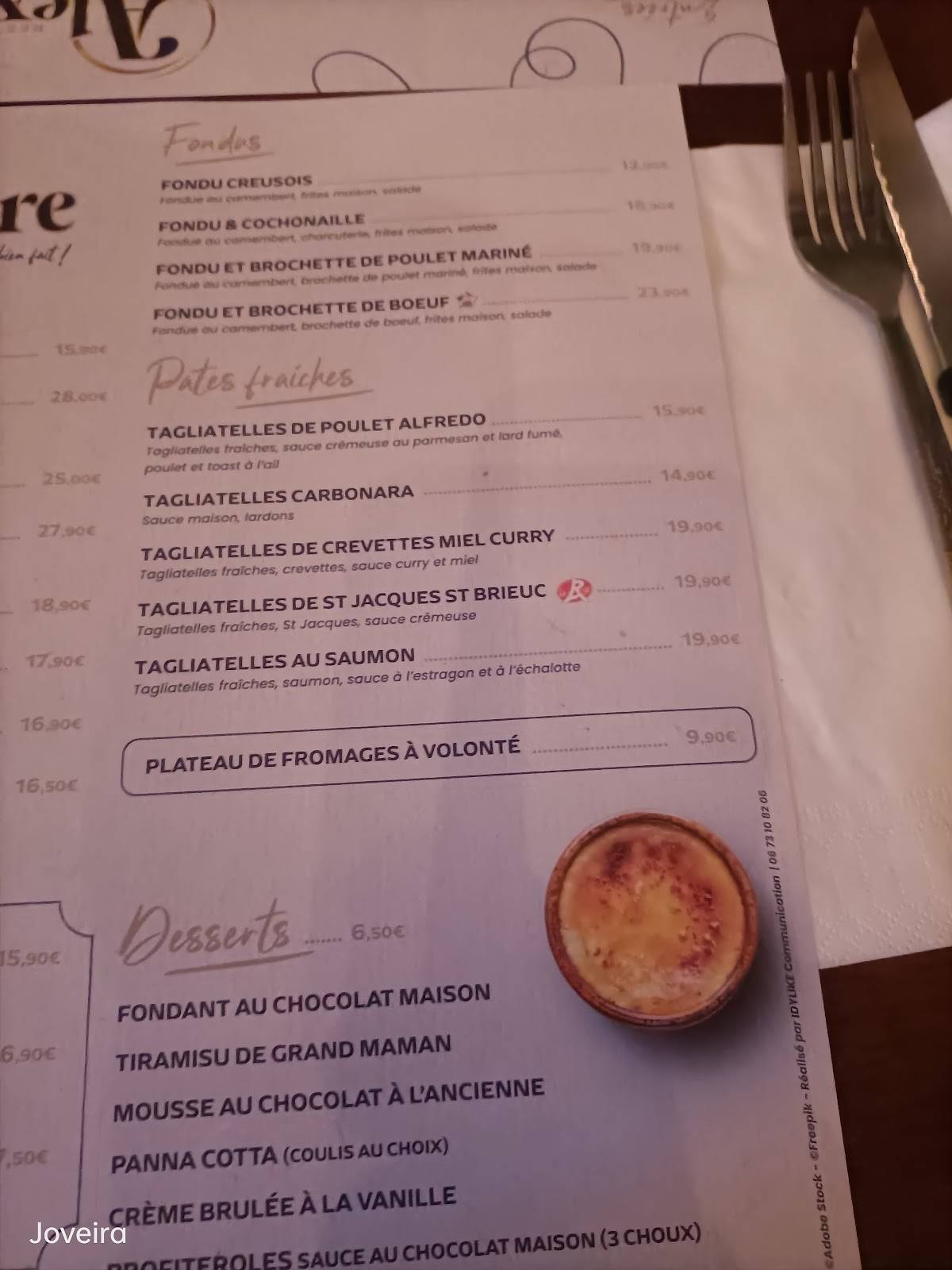 Restaurant Alexandre меню