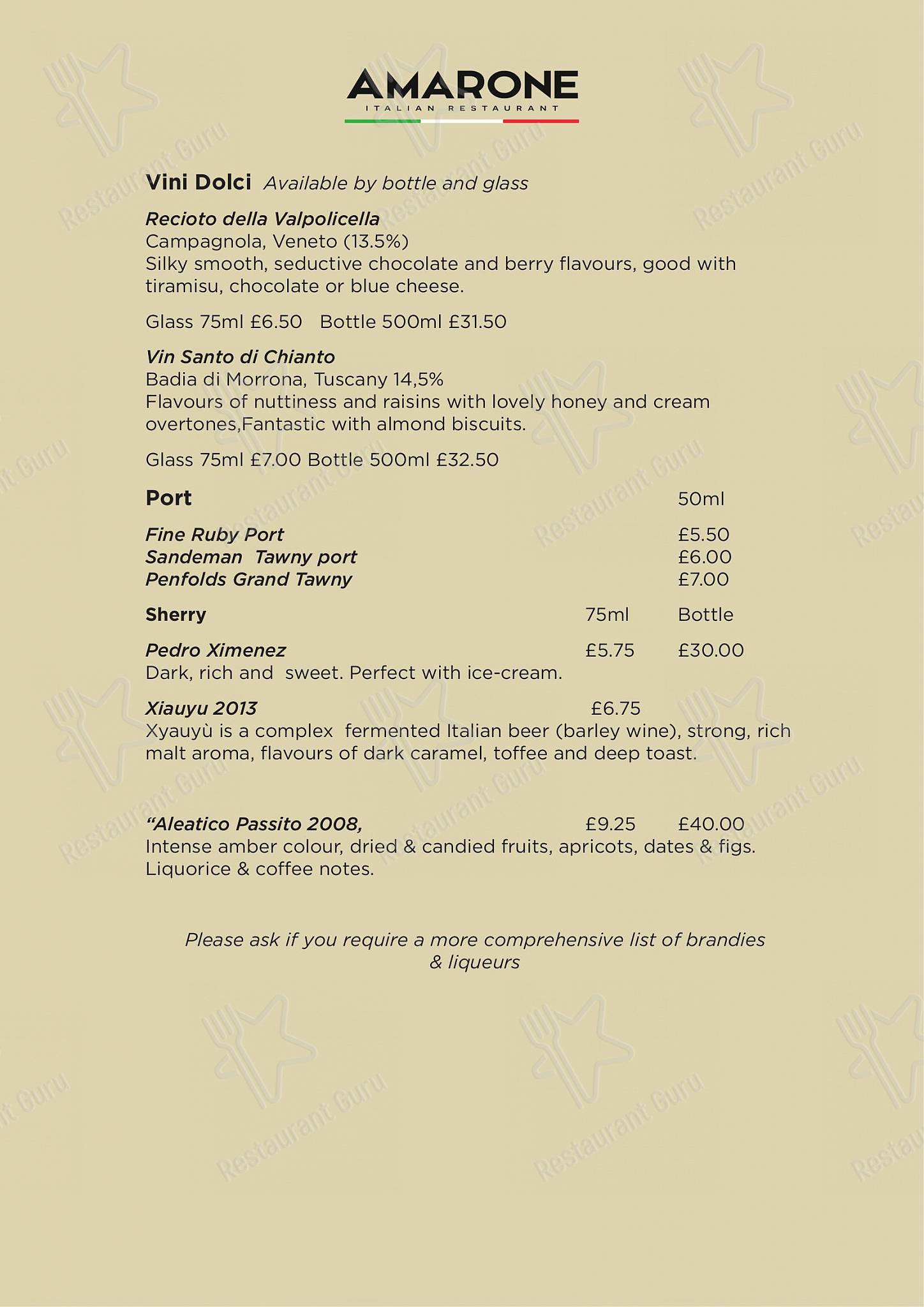 Group Booking Menu ресторана Amarone Kitchen в Бате
