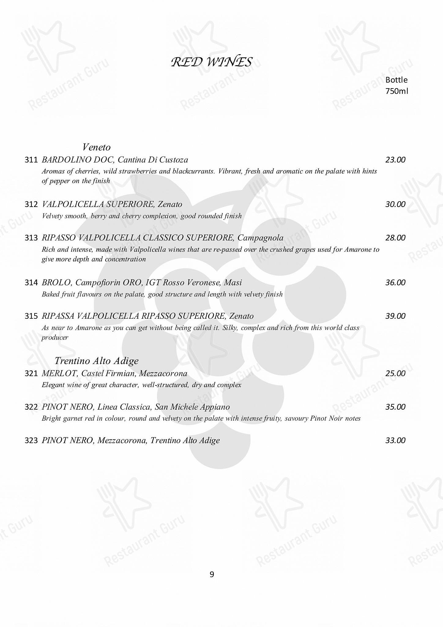 Group Booking Menu ресторана Amarone Kitchen