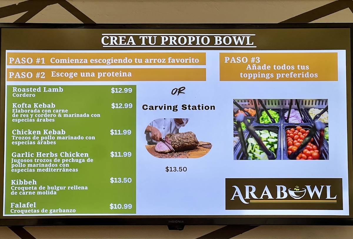 Arabowl меню