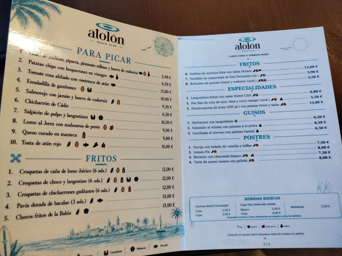 Atolón Beach Club меню