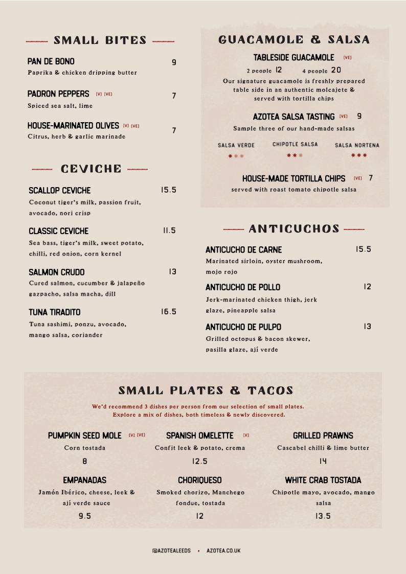Azotea Rooftop Restaurant & Bar меню