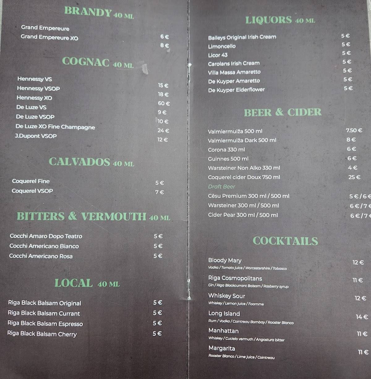 Beef Room Riga меню