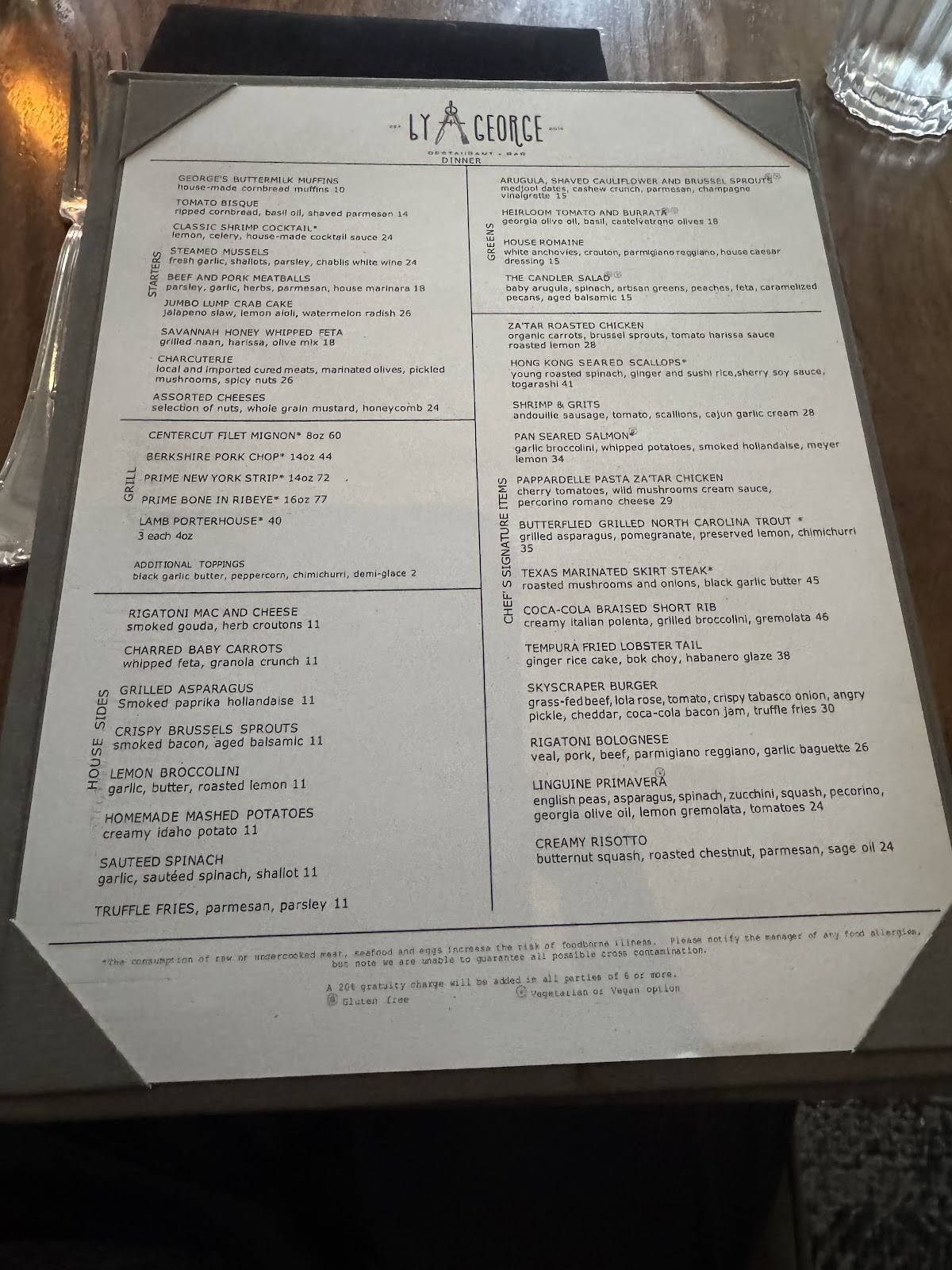 By George restaurant and bar меню
